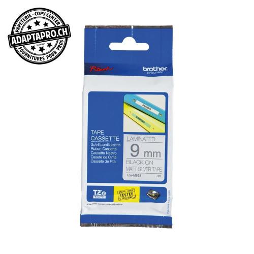 Ruban BROTHER P-touch TZe lamin&eacute; - mat - 24mm - 8m - noir sur argent