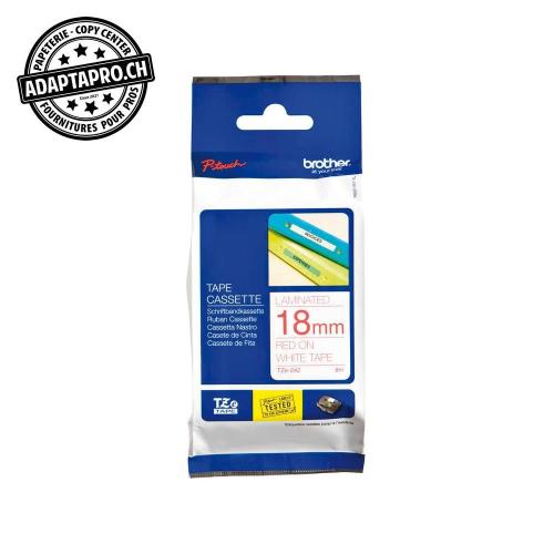 Ruban BROTHER P-touch TZe lamin&eacute; - 18mm - 8m - blanc sur rouge