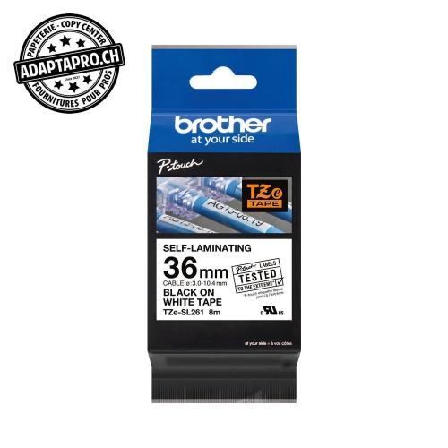 Ruban BROTHER P-touch TZe lamin&eacute; - c&acirc;bles - 36mm - 8m - noir sur blanc