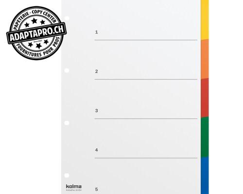R&eacute;pertoire KOLMA KolmaFlex couleur avec index - A4 plein 4 trous - 5 onglets
