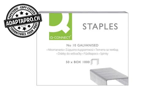 Agrafes Q-CONNECT - compatibles multimarques - n&deg; 10 (5mm) - 1'000 pces