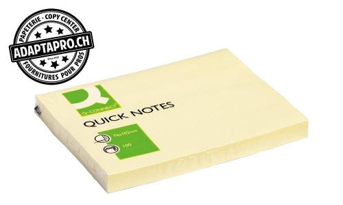 Notes adh&eacute;sives Q-CONNECT Quick Notes jaunes - 102*76 - 100 feuilles