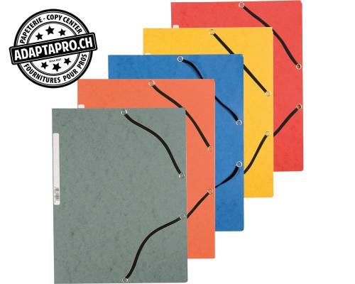 Chemise &agrave; &eacute;lastique Q-CONNECT en carton - couleurs assorties - A4 capacit&eacute; 30mm