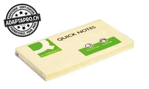 Notes adh&eacute;sives Q-CONNECT Quick Notes jaunes - 127*76 - 100 feuilles