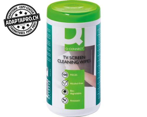 Chiffons de nettoyage Q-CONNECT pour &eacute;crans - imbib&eacute;s (sans alcool) - 100 pces