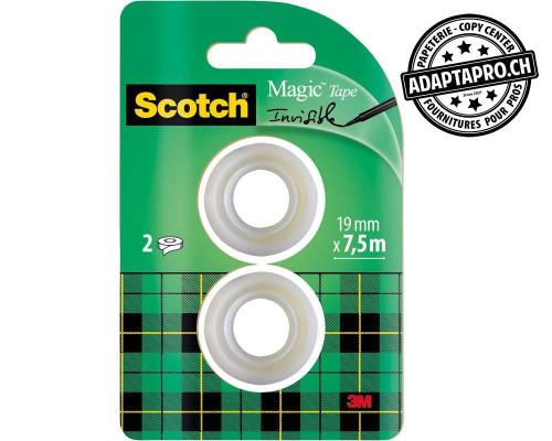 Ruban adh&eacute;sif Scotch Magic 810 - 19mm - 7.5m - 2 rouleaux