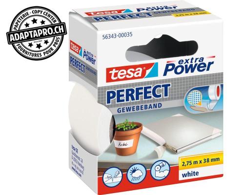 Ruban toil&eacute; TESA extra Power Perfect - 38mm * 2.75m - Blanc