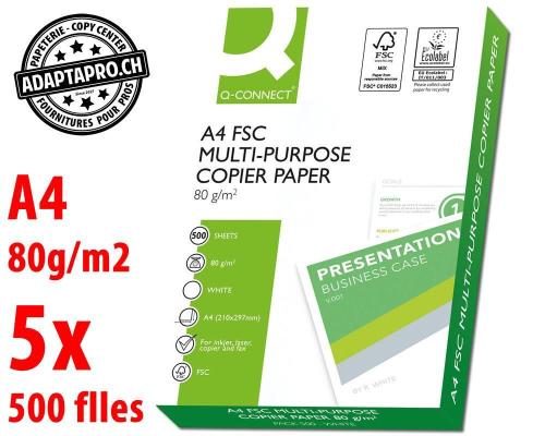 Papier universel Q-CONNECT - FSC 80g - extra blanc - A4 5* 500 flles