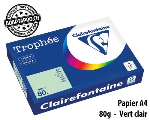 Papier universel CLAIREFONTAINE Troph&eacute;e couleur - A4 80g - 500 flles - vert clair