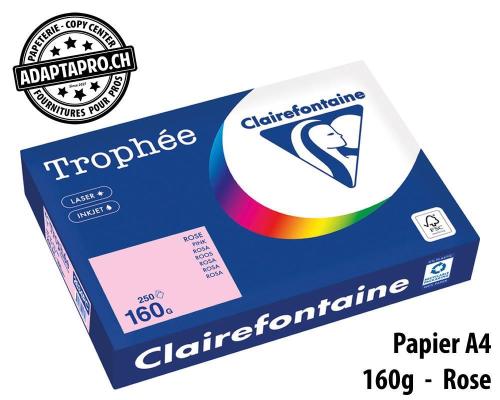 Papier universel CLAIREFONTAINE Troph&eacute;e couleur - A4 160g - 250 flles - rose