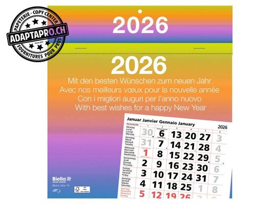 Calendrier mensuel BIELLA - 1 mois par feuille - 16.7x19.8cm - 2026