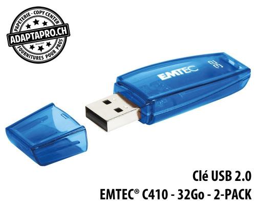 Cl&eacute; USB 2.0 EMTEC&reg; C410 - 32Go - 2-PACK (2 pi&egrave;ces)
