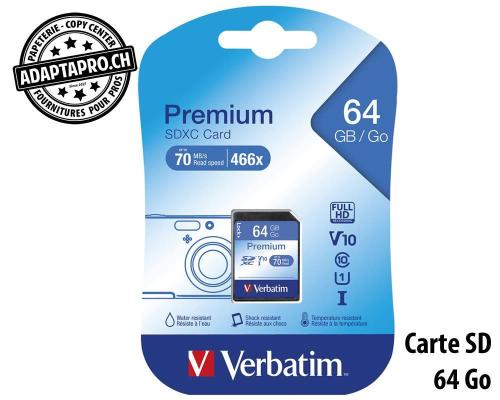 VERBATIM SDXC Card Class 10 Premium - 64Go