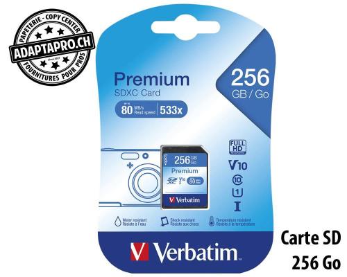 VERBATIM SDXC Card Class 10 Premium - 256Go