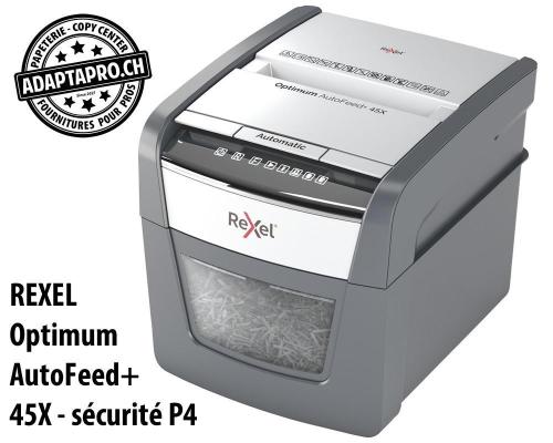 Destructeur de documents REXEL&reg; Optimum AutoFeed+ 45X - s&eacute;curit&eacute; P4