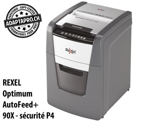 Destructeur de documents REXEL&reg; Optimum AutoFeed+ 90X - s&eacute;curit&eacute; P4