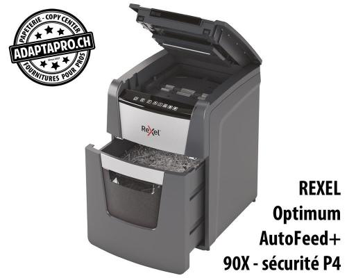 Destructeur de documents REXEL® Optimum AutoFeed+ 90X - sécurité P4