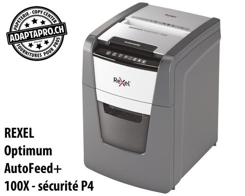Destructeur de documents REXEL&reg; Optimum AutoFeed+ 100X - s&eacute;curit&eacute; P4