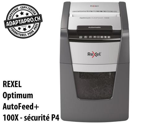 Destructeur de documents REXEL® Optimum AutoFeed+ 100X - sécurité P4