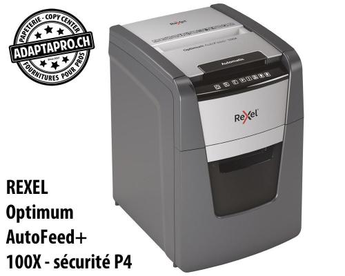 Destructeur de documents REXEL® Optimum AutoFeed+ 100X - sécurité P4