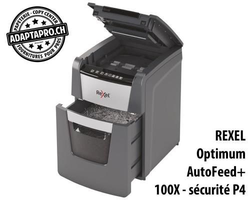 Destructeur de documents REXEL® Optimum AutoFeed+ 100X - sécurité P4