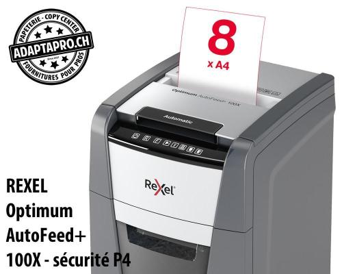 Destructeur de documents REXEL® Optimum AutoFeed+ 100X - sécurité P4