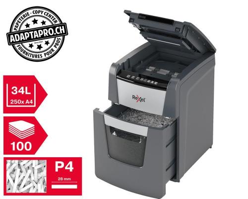 Destructeur de documents REXEL® Optimum AutoFeed+ 100X - sécurité P4