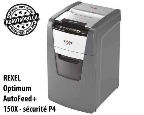 Destructeur de documents REXEL&reg; Optimum AutoFeed+ 150X - s&eacute;curit&eacute; P4