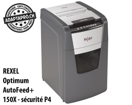 Destructeur de documents REXEL® Optimum AutoFeed+ 150X - sécurité P4
