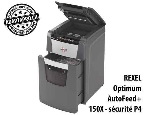 Destructeur de documents REXEL® Optimum AutoFeed+ 150X - sécurité P4