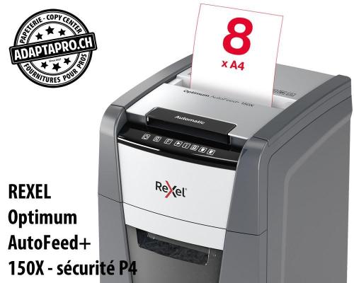 Destructeur de documents REXEL® Optimum AutoFeed+ 150X - sécurité P4