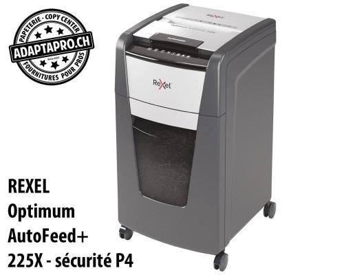 Destructeur de documents REXEL&reg; Optimum AutoFeed+ 225X - s&eacute;curit&eacute; P4
