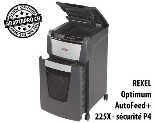 Destructeur de documents REXEL® Optimum AutoFeed+ 225X - sécurité P4