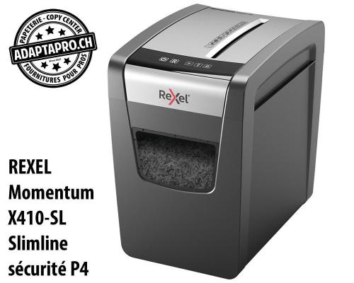 Destructeur de documents REXEL&reg; Momentum X410-SL Slimline - s&eacute;curit&eacute; P4