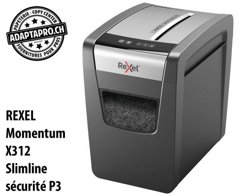 Destructeur de documents REXEL&reg; Momentum X312 Slimline - s&eacute;curit&eacute; P3