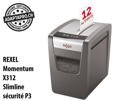 Destructeur de documents REXEL® Momentum X312 Slimline - sécurité P3