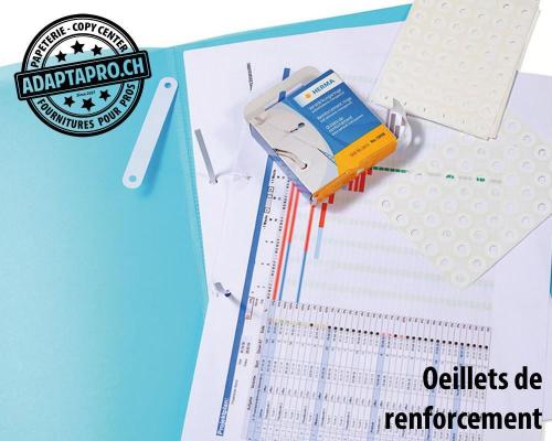 Oeillets de renforcement HERMA - dia 12mm - 500 pièces