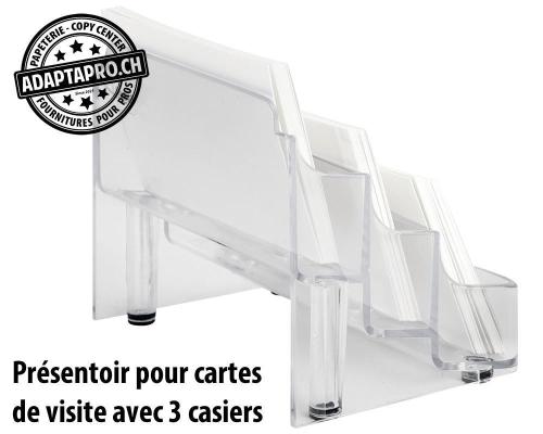 Présentoir pour cartes de visite SIGEL avec 3 casiers - transparent