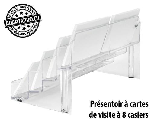 Pr&eacute;sentoir pour cartes de visite SIGEL avec 8 casiers - transparent