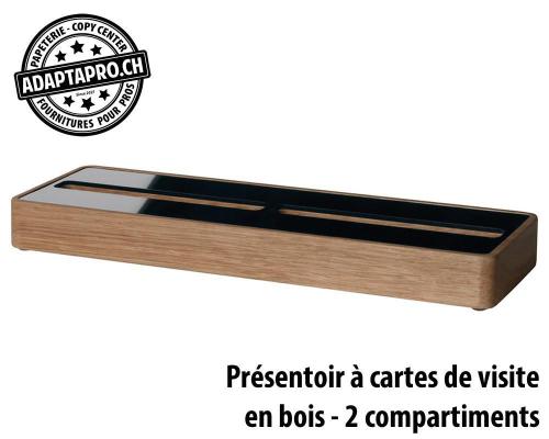 Pr&eacute;sentoir pour cartes de visite SIGEL bois - 2 compartiments