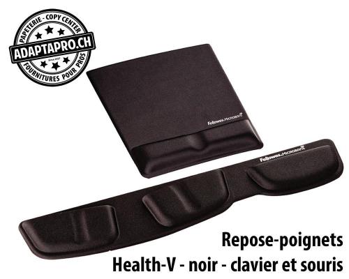 Repose-poignets FELLOWES Health-V - noir - pour clavier et souris