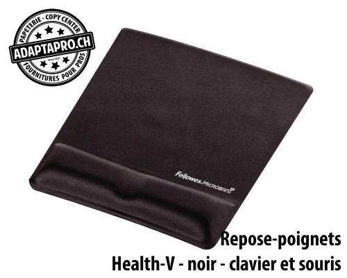 Repose-poignets FELLOWES Health-V - noir - pour clavier et souris