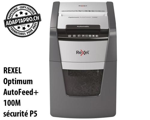 Destructeur de documents REXEL&reg; Optimum AutoFeed+ 100M - s&eacute;curit&eacute; P5