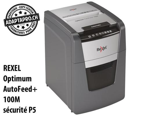 Destructeur de documents REXEL&reg; Optimum AutoFeed+ 100M - s&eacute;curit&eacute; P5