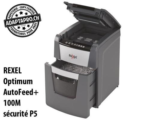 Destructeur de documents REXEL&reg; Optimum AutoFeed+ 100M - s&eacute;curit&eacute; P5