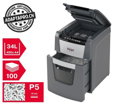 Destructeur de documents REXEL&reg; Optimum AutoFeed+ 100M - s&eacute;curit&eacute; P5