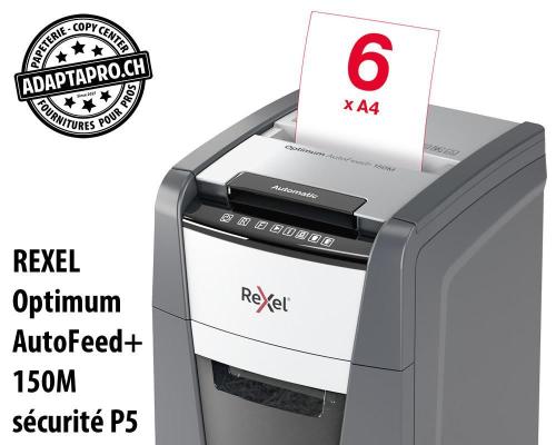 Destructeur de documents REXEL&reg; Optimum AutoFeed+ 150M - s&eacute;curit&eacute; P5
