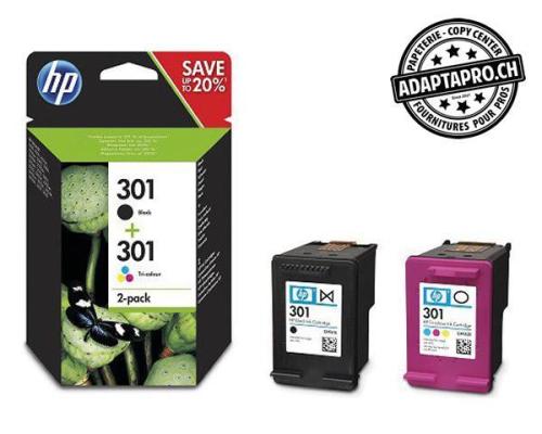 Cartouches d'encre/t&ecirc;tes d'impression HP - 301 duo pack - noir + couleurs