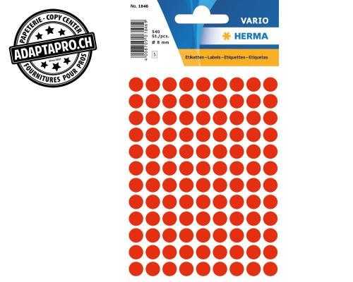 Pastilles de couleur HERMA Vario - dia 8mm - rouge fluo - 540 pi&egrave;ces