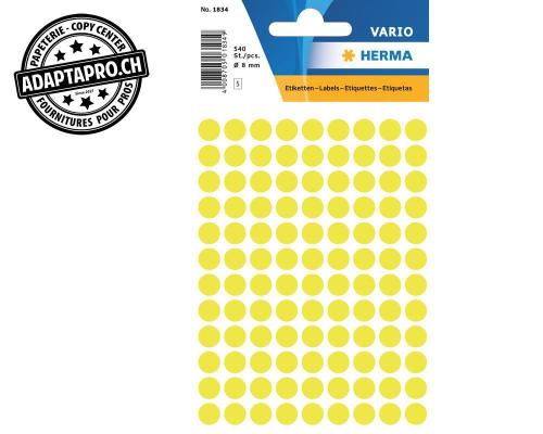 Pastilles de couleur HERMA Vario - dia 8mm - jaune fluo - 540 pi&egrave;ces